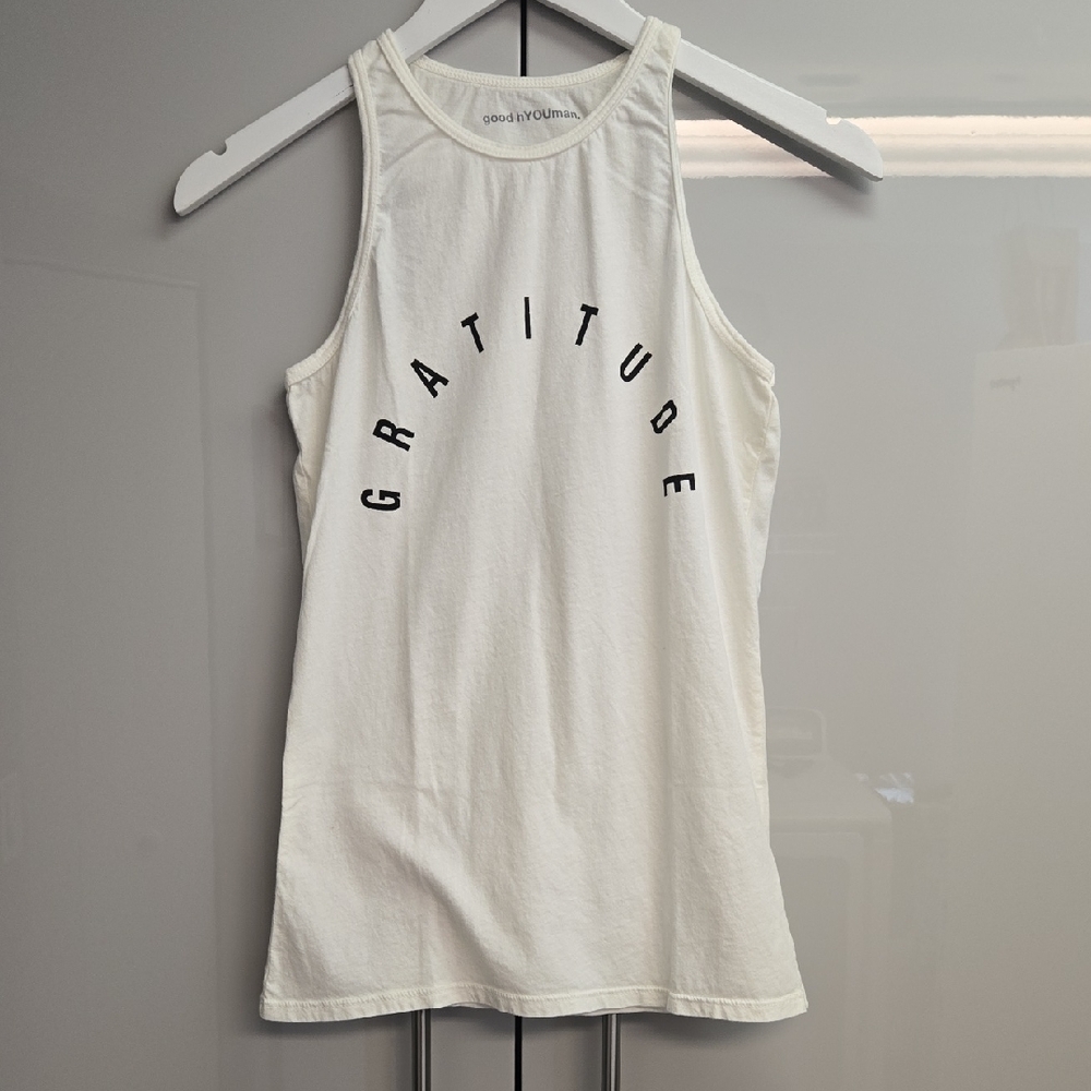good hYOUman Gratitude Cream Racerback Tank Top NWT